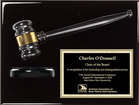 12" x 9" Ebony Piano Finish Gavel Plaque [PM60-129]