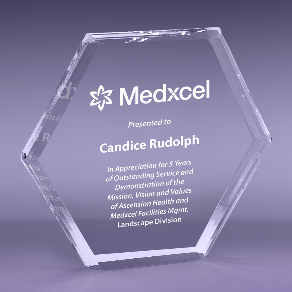 9 inch Multi Bevel Brilliance Hexagon Acrylic Award [ATMBHX-9-C]