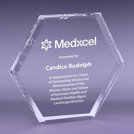 9 inch Multi Bevel Brilliance Hexagon Acrylic Award [ATMBHX-9-C]