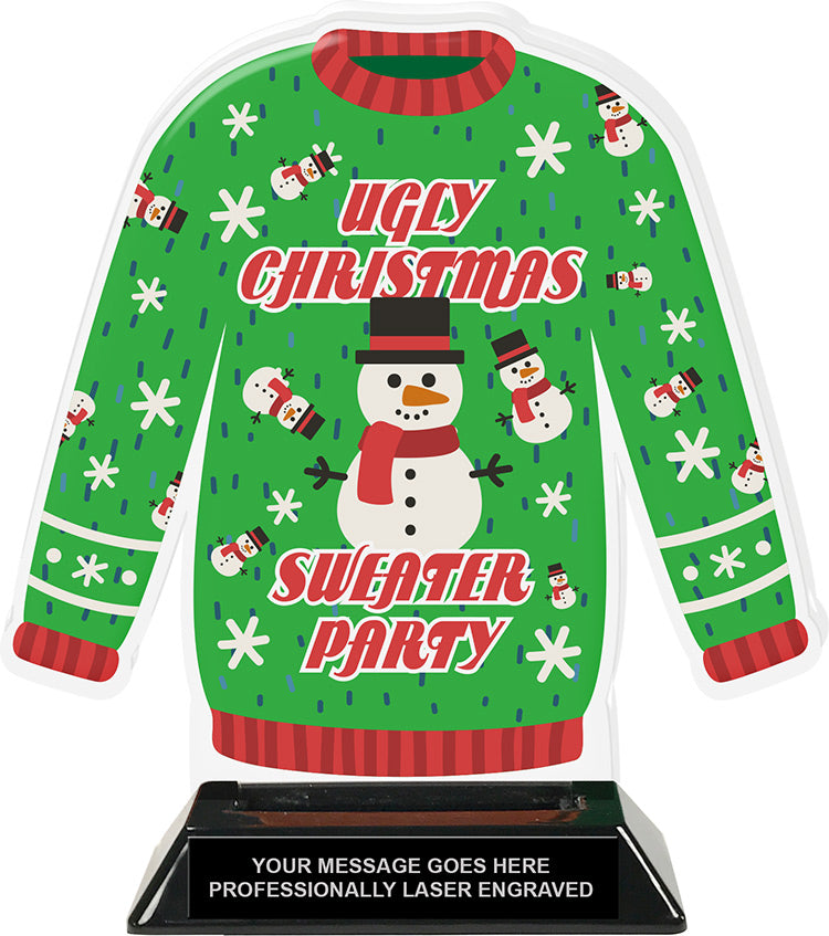 Ugly Christmas Sweater Party Colorix-T Acrylic Trophy - 8.25 inch [TACR8-UGXMAS-Q]