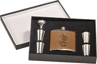 Laserable Flask Gift Set- Leather [FLSKSETJ-655]