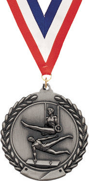 2.75 in Gymnastics Male Wreath Framed Medal- Silver [M311-GM-S]
