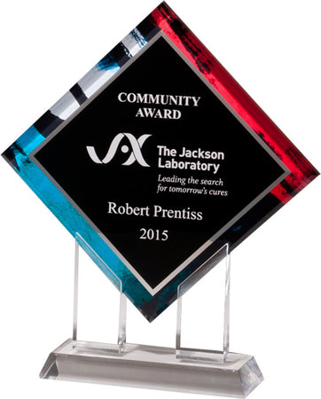 Acrylic Stained Glass Diamond on Clear Stand [ATDIA69-SG]