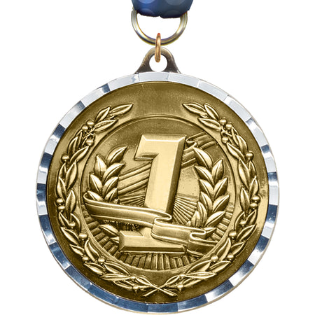 1st Diecast 2" Medal with Diamond Cut Border- Gold [MM2DC-1ST]