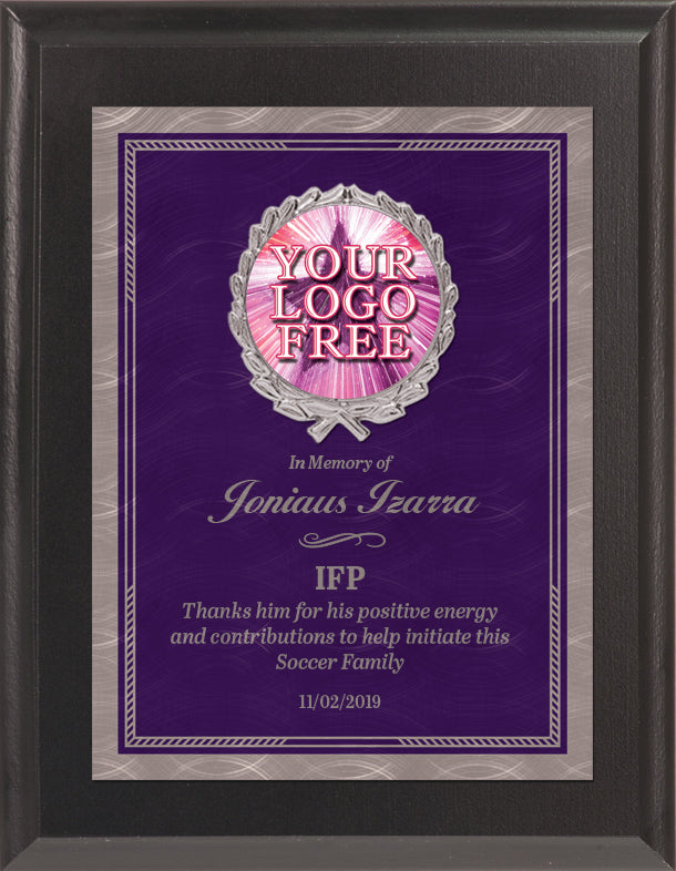 Purple Chrome Plated Sunray Custom Insert Plaque - 7x9 inch [PXJ816Si-7X9-PRP]