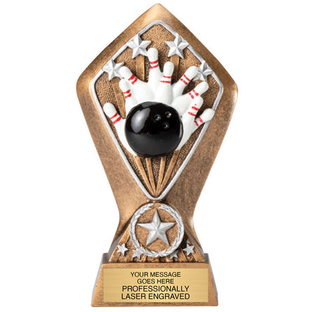 Radiant Diamond Star Resin Sculpture Trophy - 6.5" Bowling [RM25D-BW]