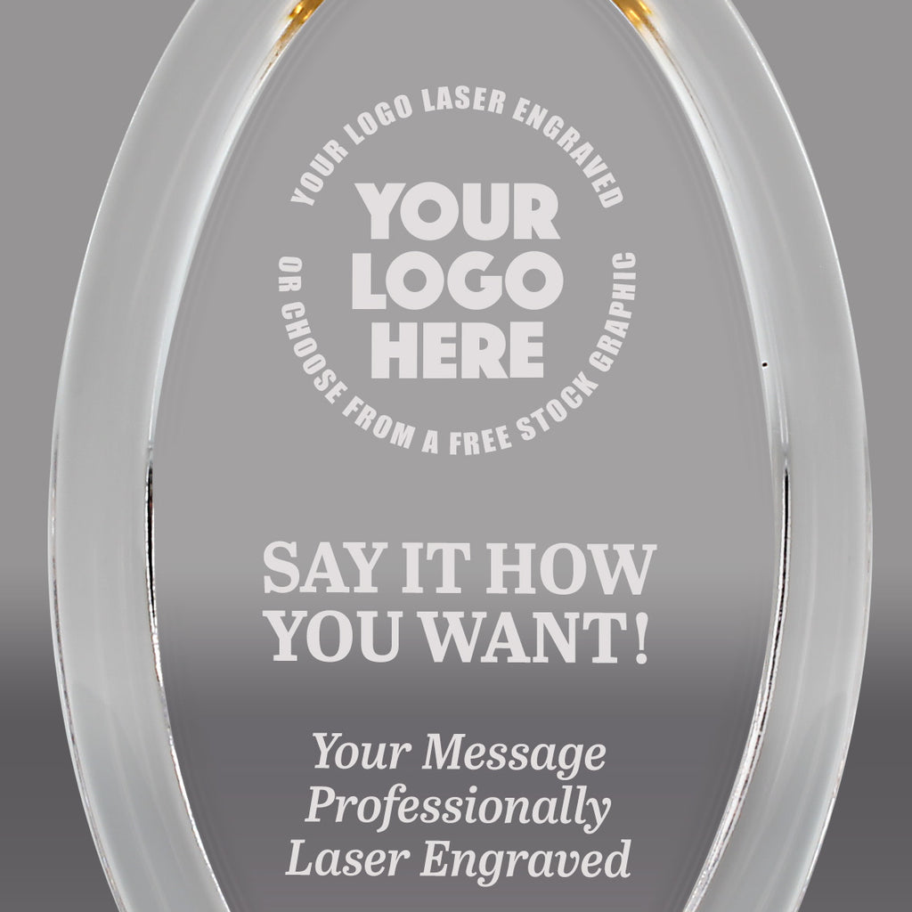 Acrylic Gold Oval Halo Awards - Engraved