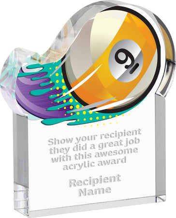 Billiards 9-Ball Splatters Acrylic Award- 3x4 inch [ASLM-34-BL9-Q]