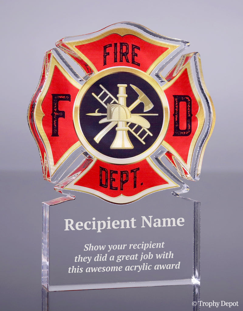 Firefighter Maltese Acrylic Award - 5 inch [ATFIR-5]