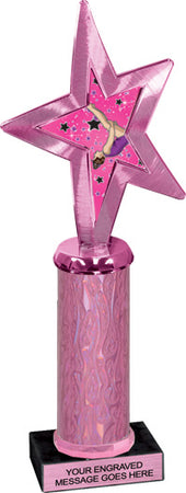 Exclusive Pink Star Insert Column Trophy [TWS12P]