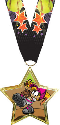 Softball Star-Shaped Insert Medal [MSTRi-SB]
