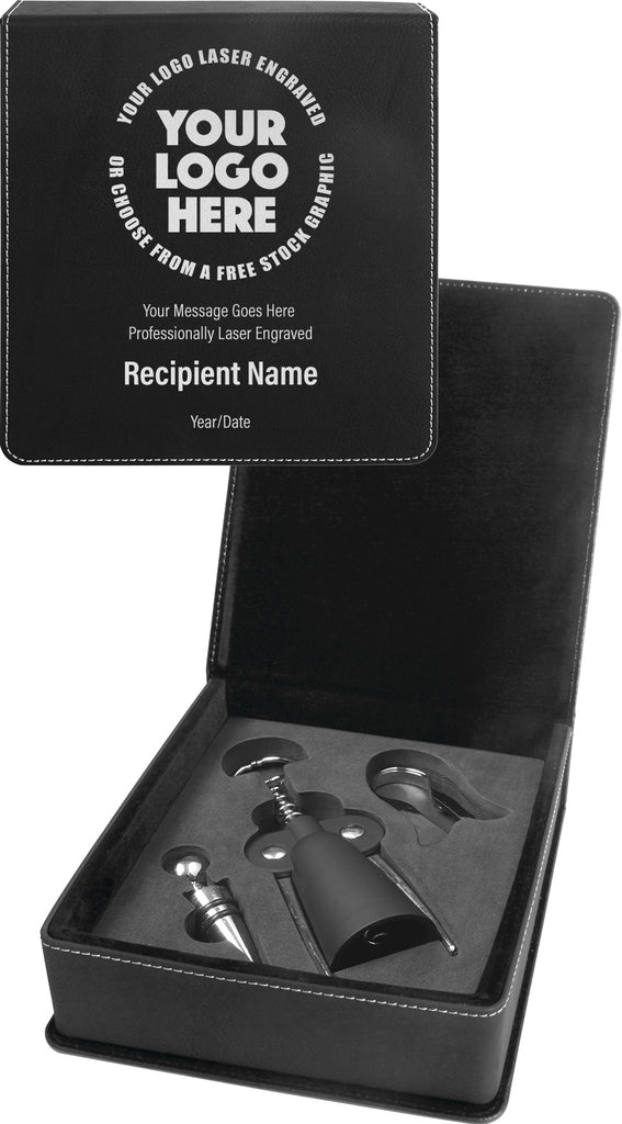 3 Piece Leatherette Wine Tool Set- Black [WTS39J]