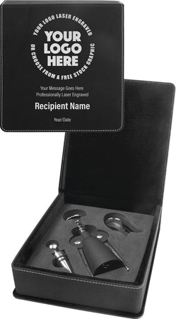 3 Piece Leatherette Wine Tool Set- Black [WTS39J]