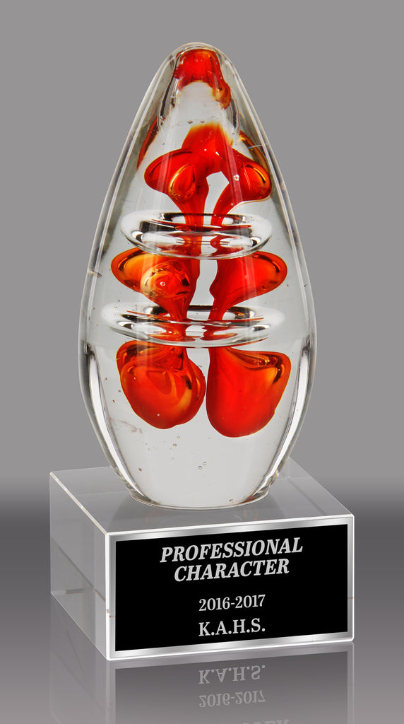 Red Egg-Shaped Art Glass Award 6" AGM2255