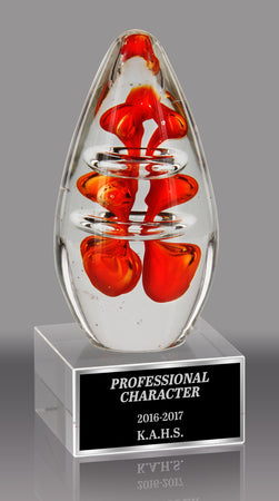 Red Egg-Shaped Art Glass Award 6" AGM2255