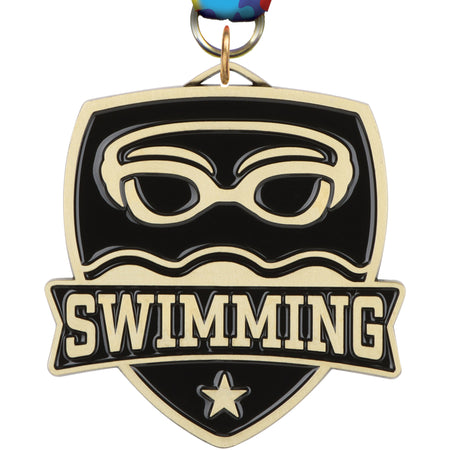 2.5" Swimming Banner Shield Medal [MPSHD2-SW]