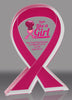 Custom Pink Awareness Ribbon Acrylic Award - 7 inch [ATRIB-PNK-7-FC-Q]