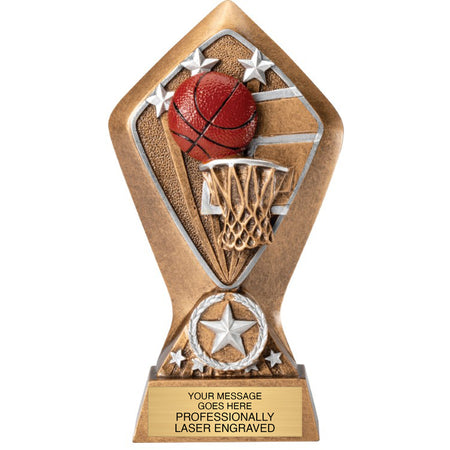 Radiant Diamond Star Resin Sculpture Trophy - 6.5" Basketball [RM25D-BK]