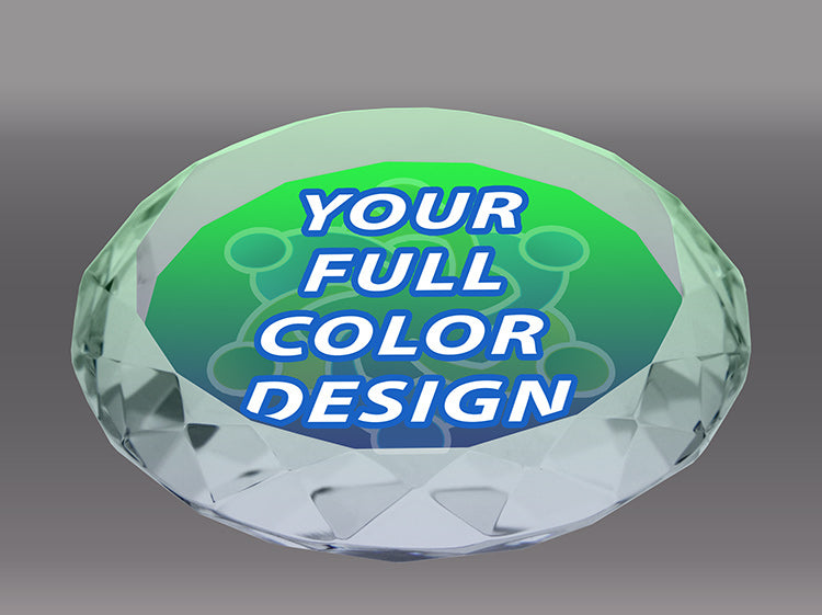 Custom Crystal Gem-Cut Circle Paperweight Award [CGEMP62-FC-X]