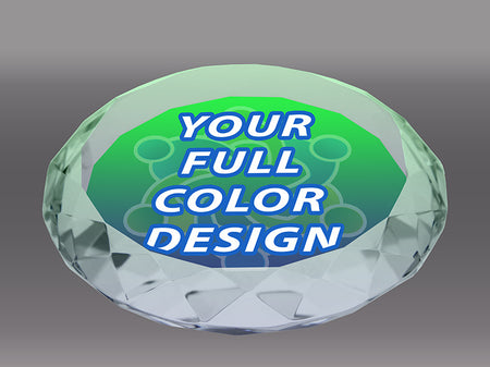 Custom Crystal Gem-Cut Circle Paperweight Award [CGEMP62-FC-X]
