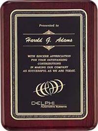 Black Stained Piano Finish Plaques with Florentine Borders - Engraved