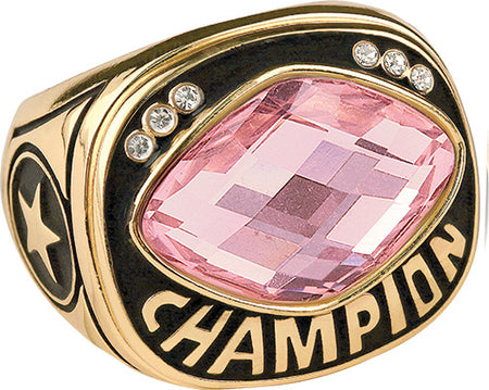 Pink Cut Glass Champion Ring- Gold [RNGJ6-PNK-G]