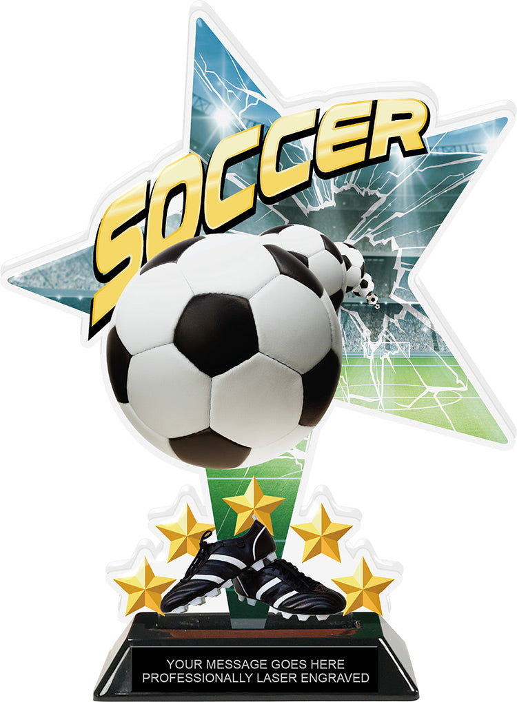 Soccer Shattered Star Colorix Acrylic Trophy- 10 inch [TACR10-STR-SC-Q]