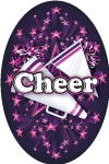 Cheerleading - Pennant and Megaphone Oval Insert [OV-3739]