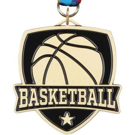 2.5" Basketball Banner Shield Medal [MPSHD2-BK]