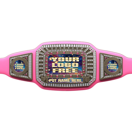 52 inch Custom Champion Award Belt - Pink & Silver [CXAB-52-PNK-S]