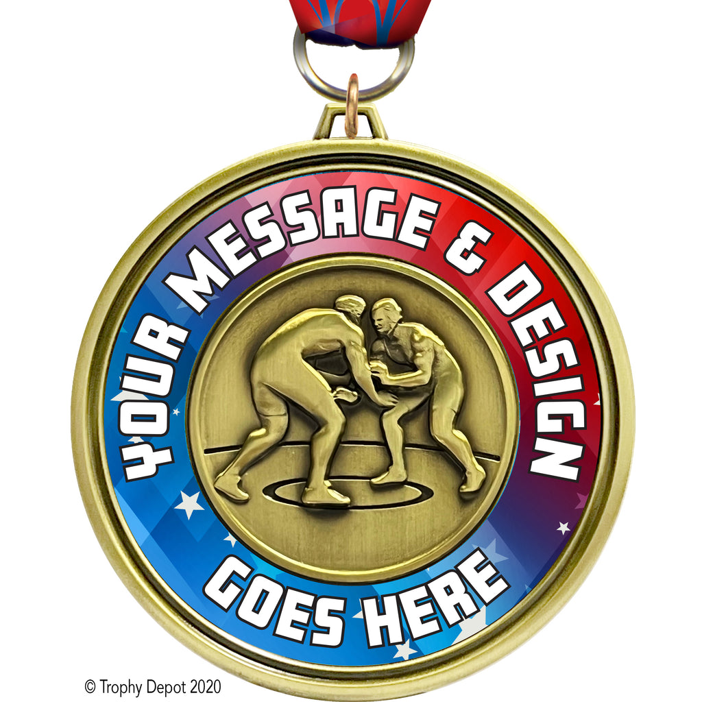 3" Custom Eclipse Insert Medal - Wrestling [MXEL1-WS]