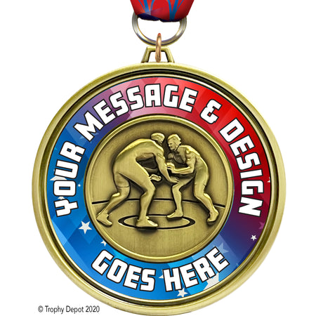 Custom 3 inch Eclipse Insert Medal - Wrestling [MXEL1-WS]