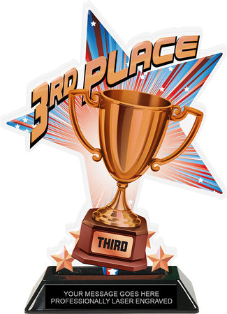 3rd Place Shattered Star Colorix Acrylic Trophy- 8.5 inch [TACR85-STR-3RD-Q]