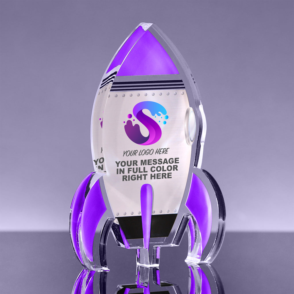 Acrylic Purple Rocket Awards - Full Color