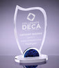Wave Crystal Award with Blue Marble Accent - 9 inch [CM89-2-9]