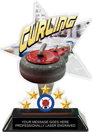 Curling Shattered Star Colorix Acrylic Trophy- 7 inch [TACR7-STR-CURL-Q]