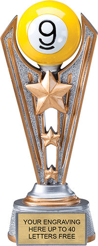Billiards 9-Ball Triple-Star Victory Resin Trophy [RMV8-BL2]