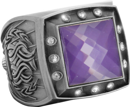 Championship Ring with Purple Center Stone- Silver [RGSJ-S-12ST-PRP]
