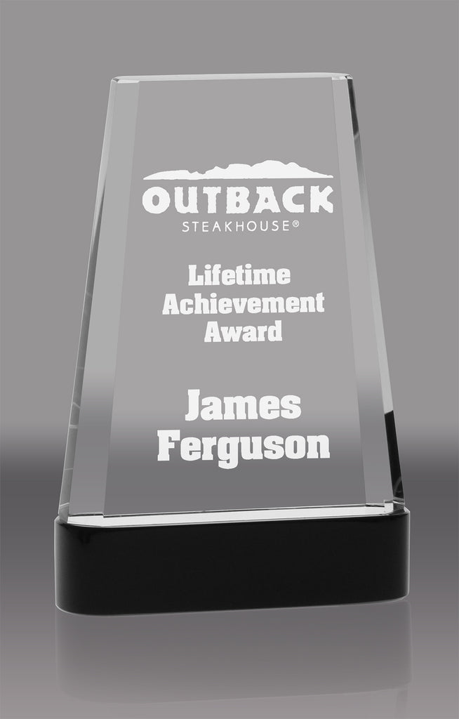 Crystal Rhombus Award on Black Base  7"Ht. x4.75"w. CF29-7-X