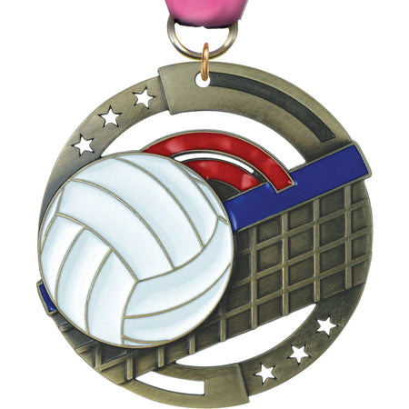 2.75" Volleyball Dimensional Color Medal [M3EM-VB]