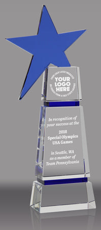 Blue Star Crystal Award - 12.25 inch  CF34-11-BLU-X