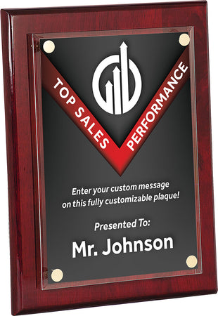 Full Color Piano Finish Floating Acrylic Plaques- Rosewood Finish 9x12 [PAJF1912-FC]