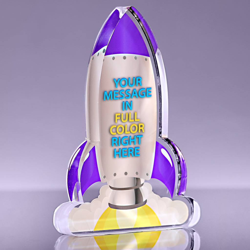 Blast Off Purple Rocket Acrylic Award - 7 inch [ATRKT1-7-PRP-Q]