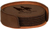 Dark Brown Round Leatherette 6-Coaster Set [CTSTJCI-238]