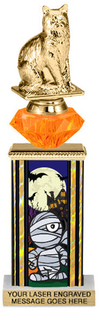 Halloween Mummy Diamond Riser Rectangle Column Trophy- 11 inch [TDRSQ11STK-MUM]