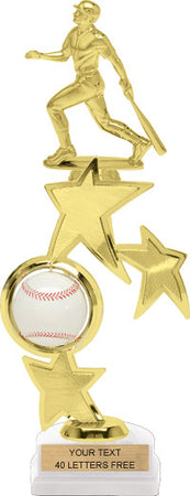 Baseball Triple Star Spinning Riser Trophy w/ Figurine [TTSS13-BS]