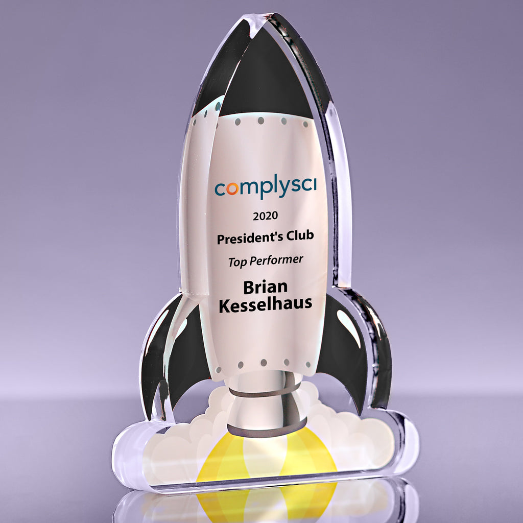 1 inch Thick Acrylic Blast Off Rocket Awards - Black