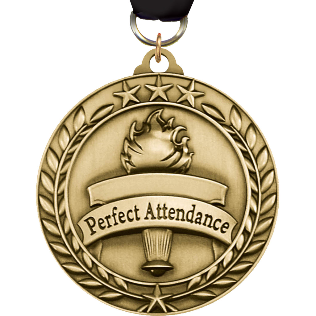 Perfect Attendance Dimensional Medal- Gold [MSW2-PA-G]