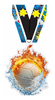 Volleyball Fire & Water Colorix-M Acrylic Medal [MACR5-FW-VB-Q]