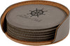 Gray Round Leatherette 6-Coaster Set [CTSTJCI-405]